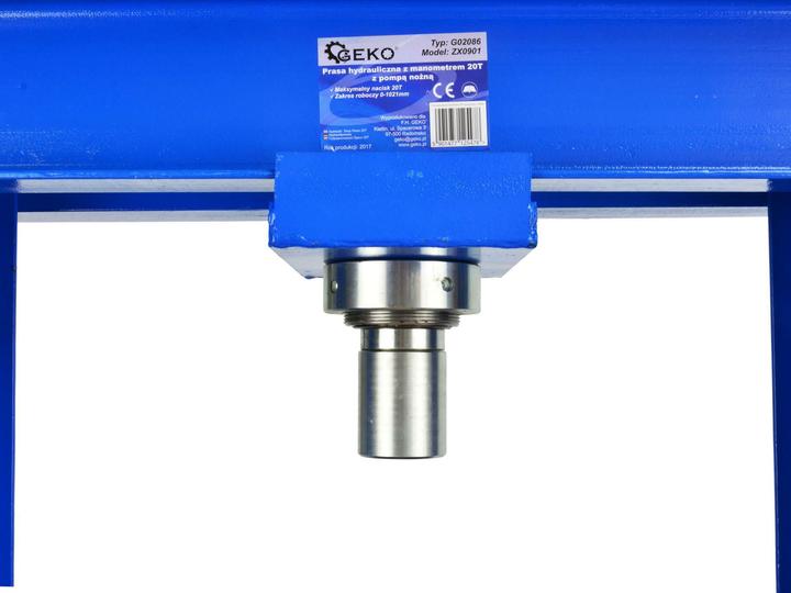 Actual product image GEKO Hydraulic workshop press with pressure gauge and foot pump 20t