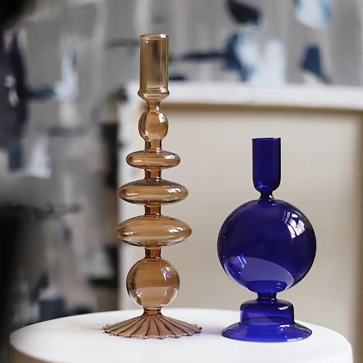 Immagine prodotto Alopini Portacandele in vetro trasparente creativo e minimalista, vaso in vetro laccato portacandele