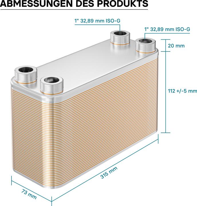 Immagine prodotto Wiltec Hrale Échangeur de chaleur thermique inox 50 plaques max. 285 kW Eau Solaire