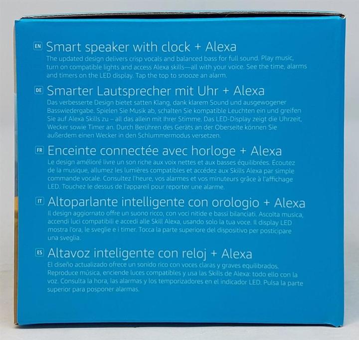 Actual product image Amazon Echo Dot (4th gen.) with clock (Amazon Alexa)