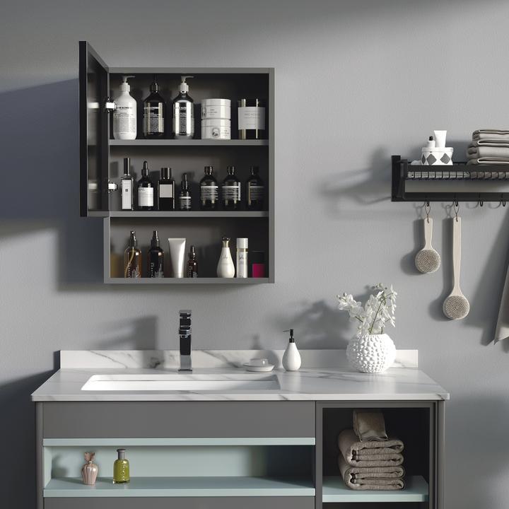 Actual product image Kleankin Mirror cabinet with one door and extra compartment (46 x 13.5 x 58 cm)
