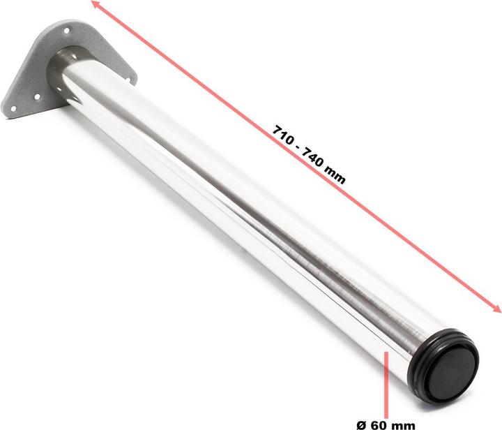 Image du produit Wiltec Pied de table Acier inoxydable Lot de 4 pieds Nickel Support de table Réglable 710mm Ø60mm