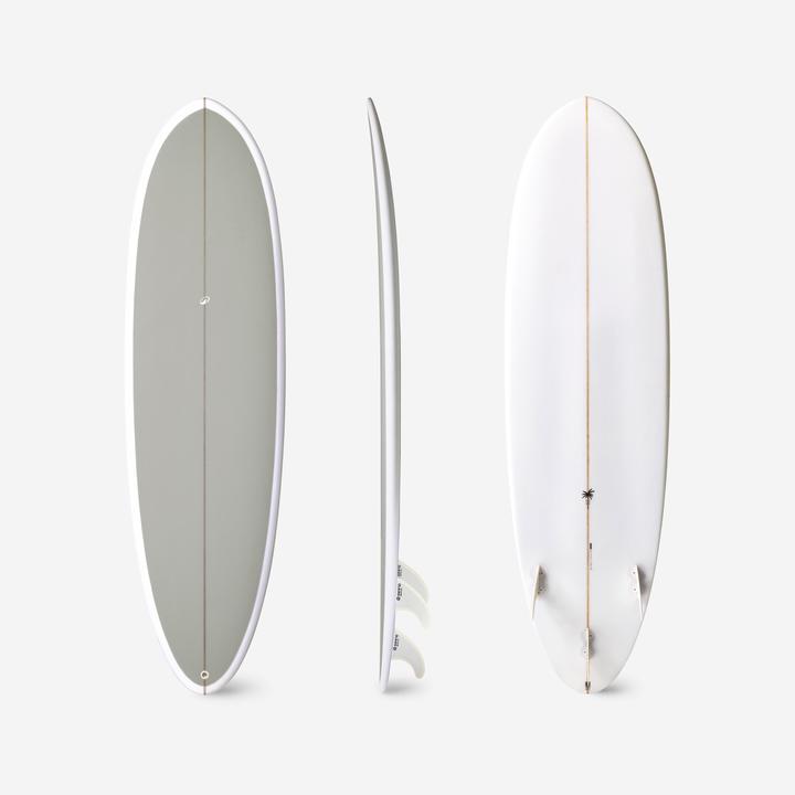 Olaian Surfboard Hybrid aus Harz 6'4 3 Finnen 40 l khaki (6'4")