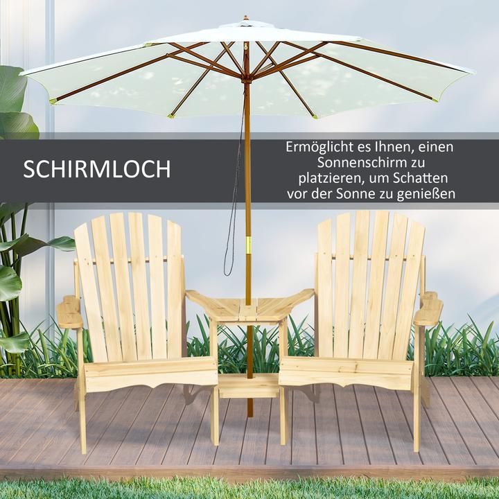 Actual product image Outsunny Garden Bench with Table and Umbrella Hole