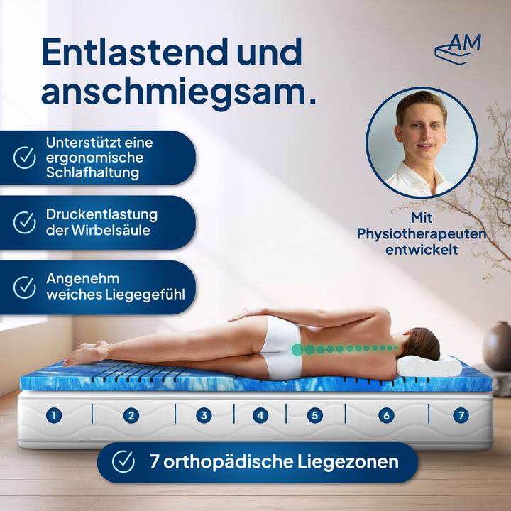 Actual product image AM Qualitätsmatratzen 7-Zonen Deluxe (200 x 200 cm)