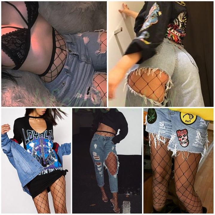 Produktbild Hermex Netzstrumpfhose Unterwäsche Strumpfmode Erotik Nahtlos Damen Frau Fishnet Nylon Grob SCHWARZ