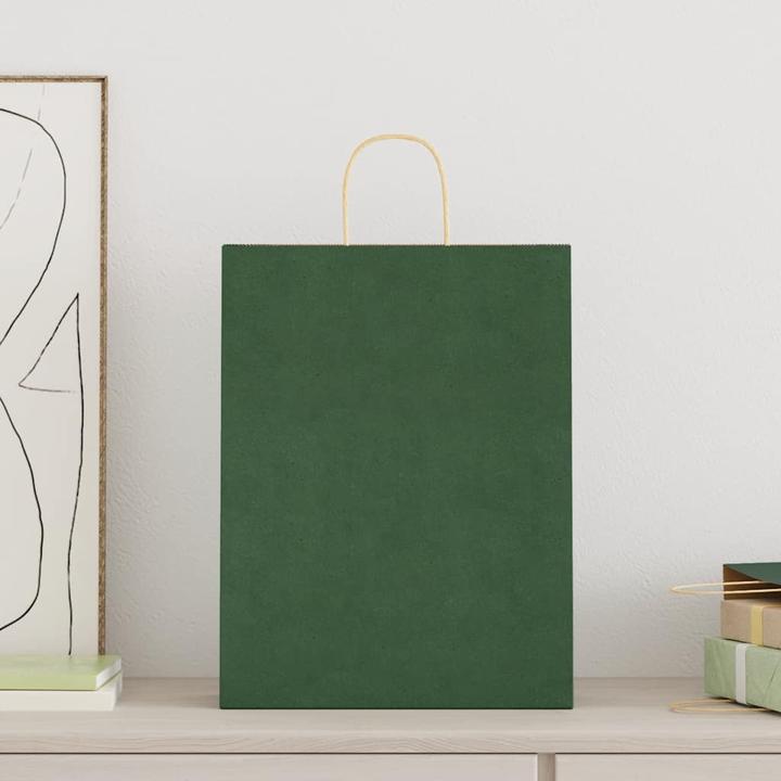 Image du produit VidaXL Sacs en papier kraft 50 pcs. avec anse Vert 32x12x42 cm Sac en papier (Pochette cadeau, 50 x)