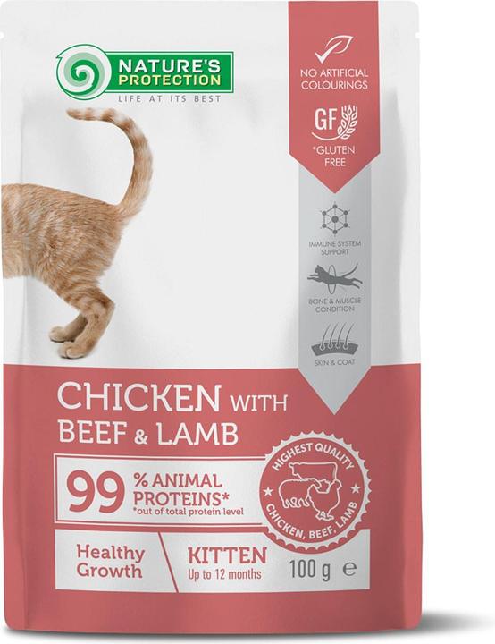 Actual product image Nature Pouch for kittens, chicken with beef and lamb, 100 g (Junior, 22 pcs., 100 g)