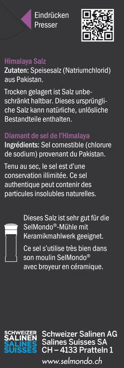 Nährwerte und Zutaten SelMondo Himalaya Salz, Code-Nr. 15101 (440 g)
