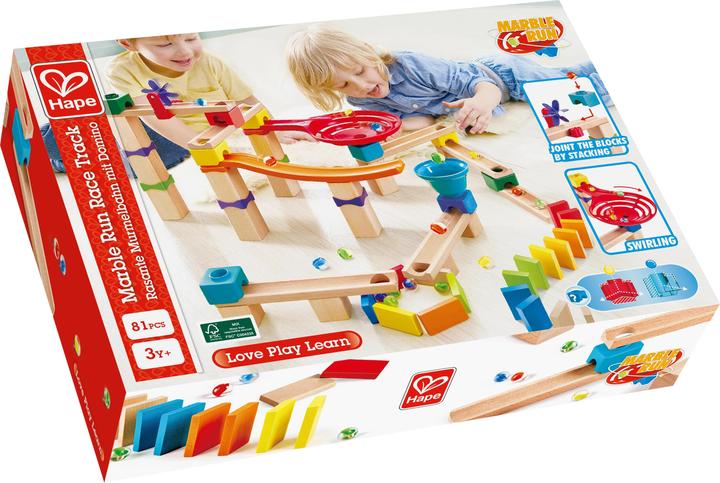 Actual product image Hape Fast marble run with dominoes