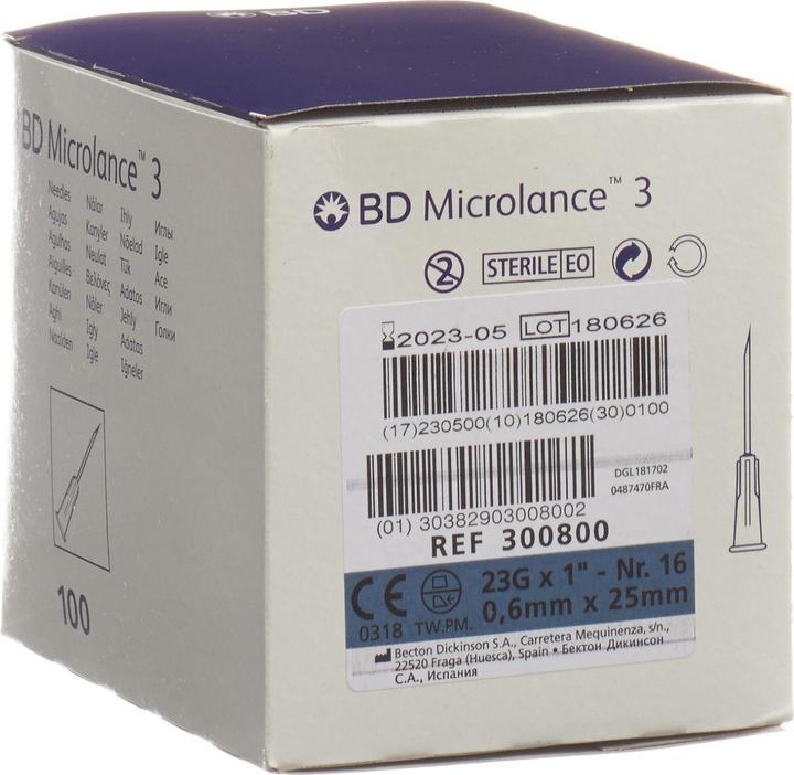 Actual product image BD Microlance 3 Injection Cannula 0.60x25mm blue 100 pcs.