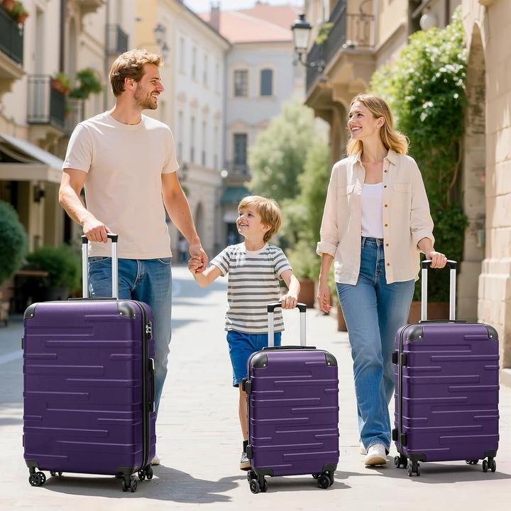 Produktbild Coolife 3-teiliges Hartschalen-Koffer-Set (93 l, Handgepäck (bis 50l), M (50 - 90l), L (90 - 115l))