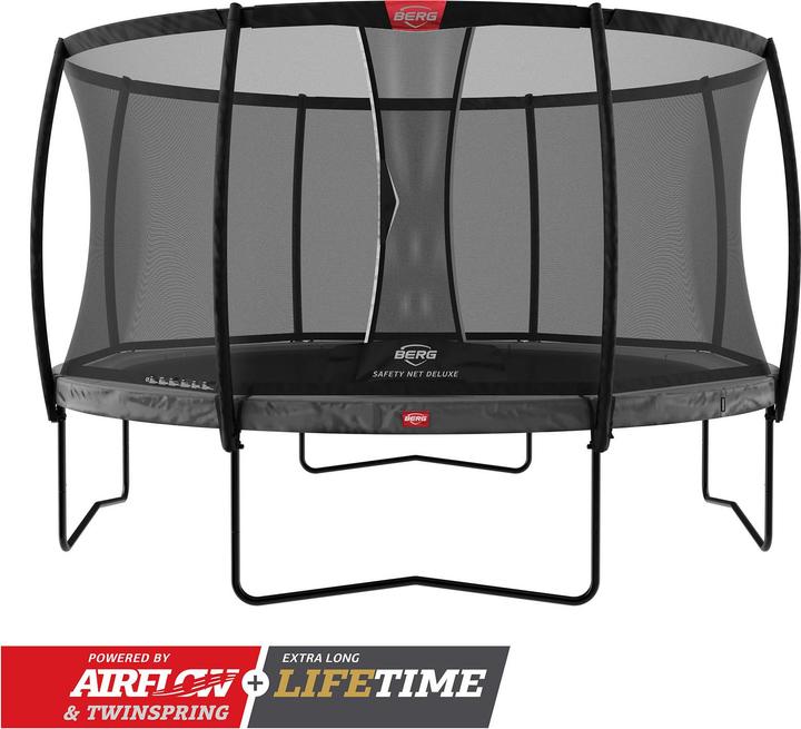 Produktbild BERG Champion 380cm Airflow Trampolin GRAU + Sicherheitsnetz Deluxe (380 cm)