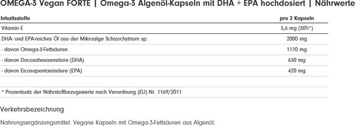 Nährwerte und Zutaten ProFuel Zellstoff V-Omega (60 Stück, Kapseln)