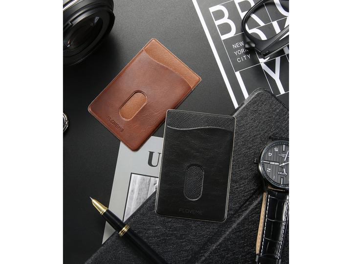 Productafbeelding Floveme Pasjeshouder leren hoesje zelfklevend voor smartphones (Universeel)