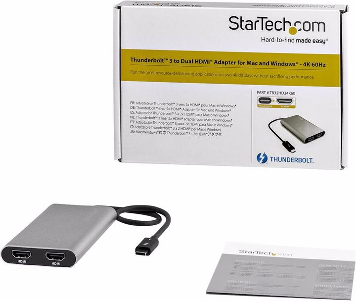 Actual product image StarTech Thunderbolt 3 To Dual HDMI 4k (USB-C, 11.40 cm)