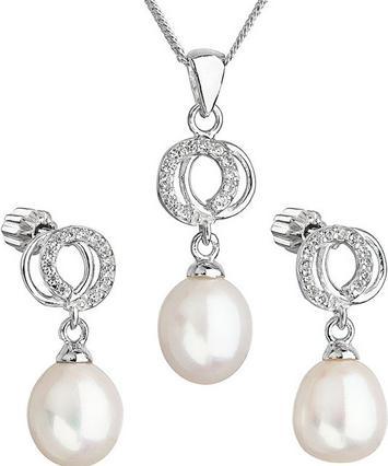 Evolution Group Beautiful Pearl Set with Zircons Pavon 29003.1 White