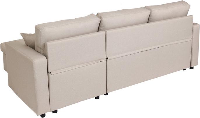 Image du produit Swisshandel24 Canapé d'angle avec coffre de rangement HWC-L17, canapé en L, surface de couchage Nosagfeder  beige (Canapé d'angle)