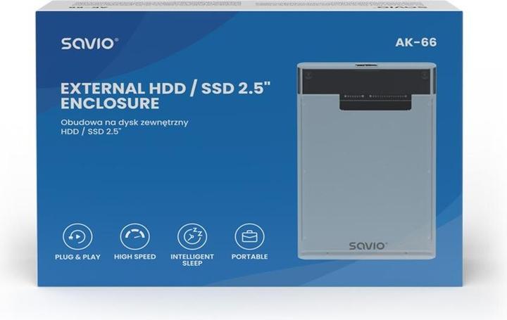 Immagine prodotto Savio 2,5 custodia esterna per HDD/SSD USB 3.0 trasparente AK-66 (2.5")