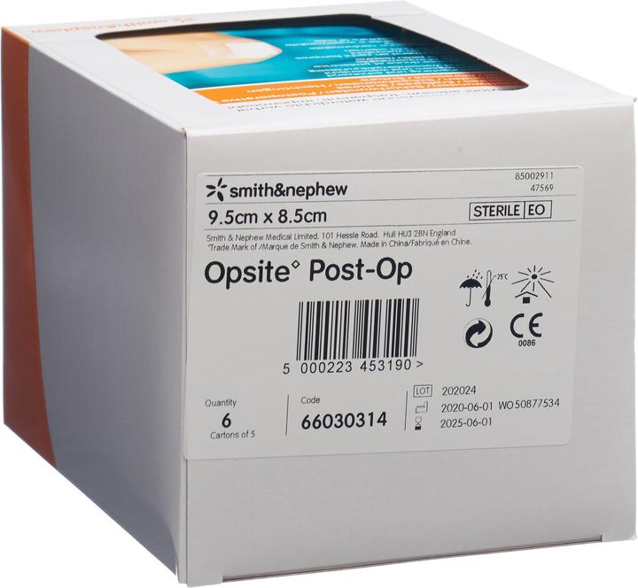 Smith & nephew Wundpflaster Opsite Post-OP Folienverband 9.5x8.5cm steril, 6 x 5 Stück (30 x)