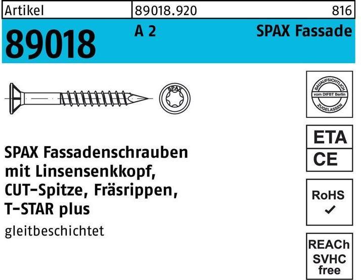 Produktbild Spax Selbstbohrschrauben A2 (100 Schrauben pro Stück)