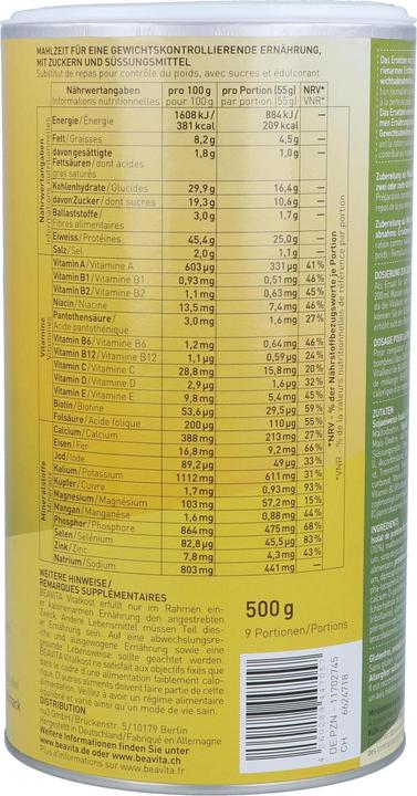 Valori nutrizionali e ingredienti Beavita Cioccolato alimentare vitale (1 Pezzo/i, Polvere, 500 g)