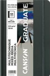 Actual product image Canson GRADUATE Mixed Media sketchbook, 140 x 216 mm black, 32 sheets, 220 gsm paper, grey paper, Ha (140 x 216 mm)