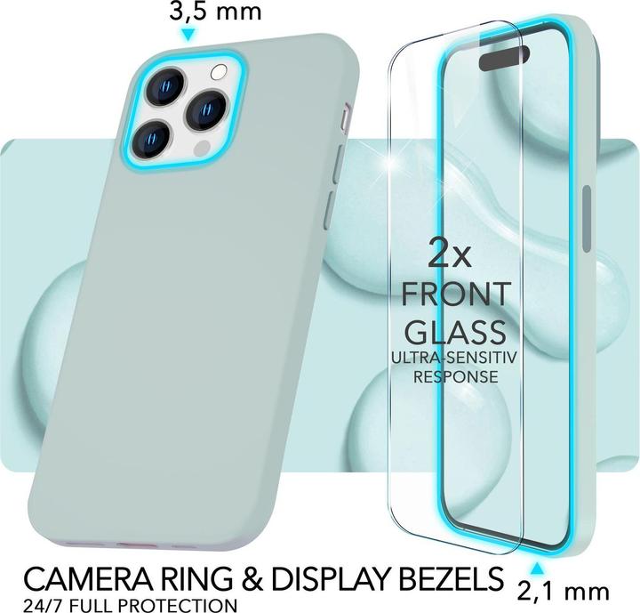 Image du produit Nalia Liquid Silicone Housse avec fonction MagSafe & 2x verre de protection d'écran (Apple iPhone 14 Pro)