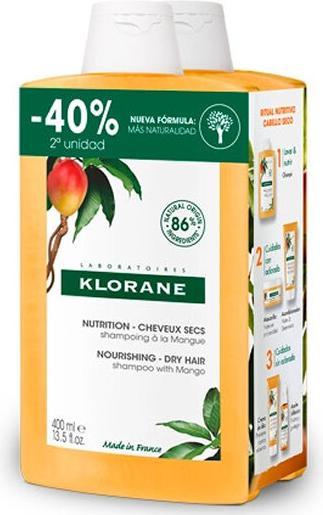Klorane Trockenes Haar Shampoo Mango 2x400ml (800 ml, Trockenshampoo)
