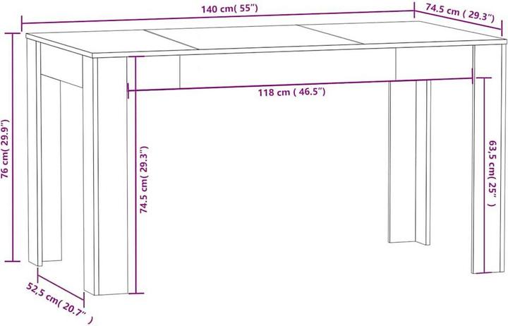 Produktbild VidaXL Georgie (140 x 74.5 x 76 cm)