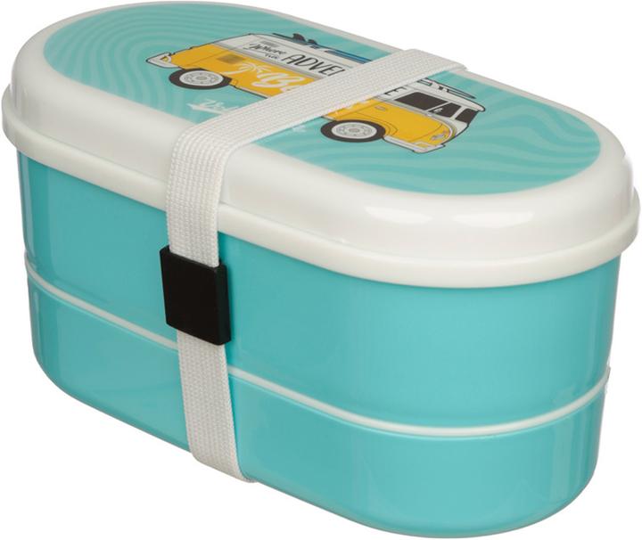 Actual product image Puckator Volkswagen Bulli VW Bus T1 Surf Adventure Stacked Bento Box Lunch Box with Fork & Spoon