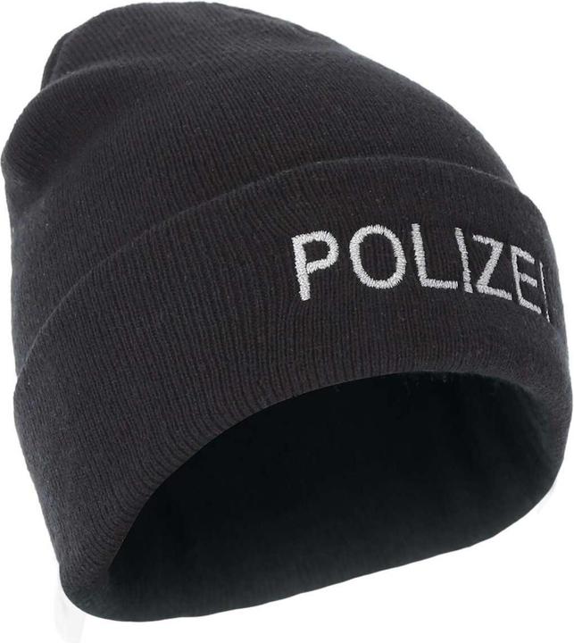 Uf Pro Strickmütze mit retroreflektierendem Polizei Stick, Beanie, schwarz