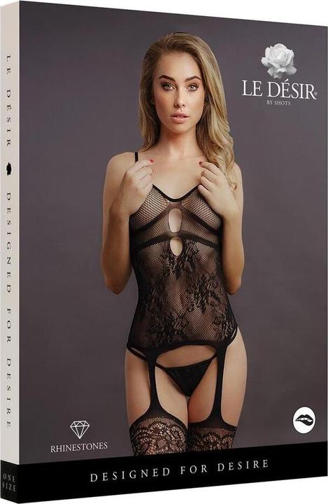 Productafbeelding Le Désir Jarretel Rhinestone Bodystocking (Eén maat voor iedereen)