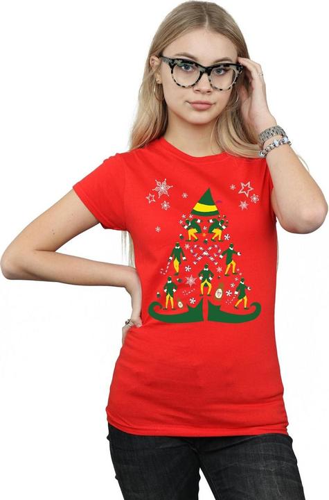 Actual product image Elf Womens/Ladies Christmas Tree Cotton T-Shirt (XXL)