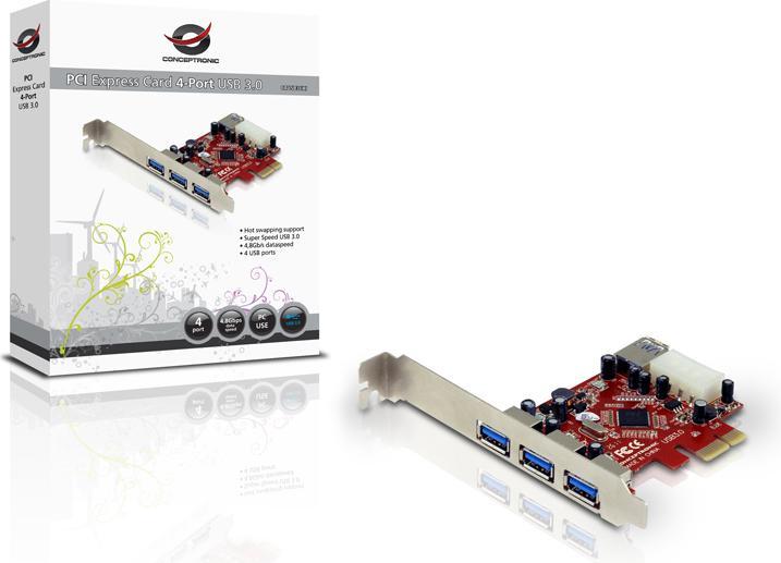 Actual product image Conceptronic 4 x USB 3.0, PCI