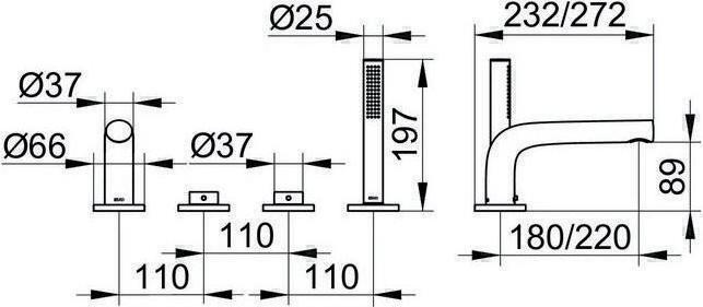 Produktbild Keuco 4-Loch-Wannenmischer EDITION 400 Wannenrand Ausldg 180mm vc