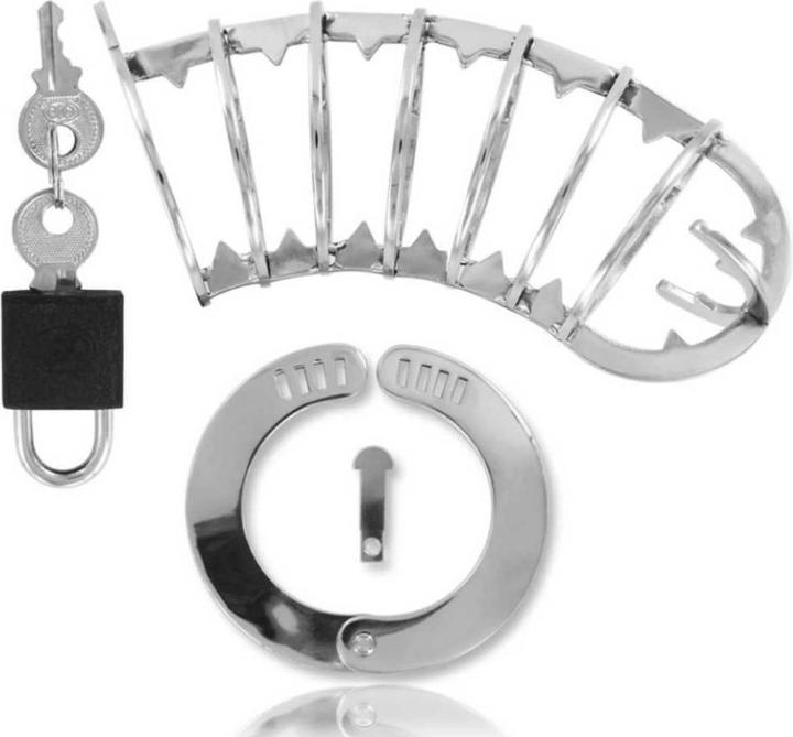 Actual product image Metal Hard Metalhard Spiked Chastity Cage 14 cm