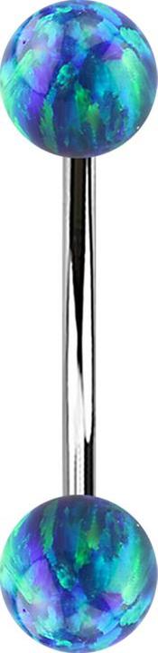 Immagine prodotto Star Piercing Micro banana argento con due sfere blu opale (Acciaio chirurgico 316L)