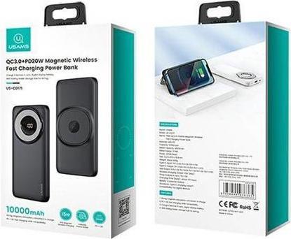 Image du produit Usams Banque de puissance Powerbank PB62 10000mAh 20W QC3.0 + PD Magnetic Wireless Fast Duplex (10000 mAh, 20 W, 20 Wh)