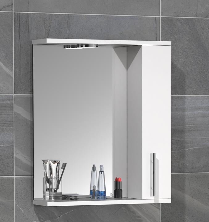 Actual product image VCM Bathroom Mirror Wall Mirror 50 cm Wall Mirror Mirror Cabinet Bathroom Revolving Door Lighting (50 x 14 x 60 cm)