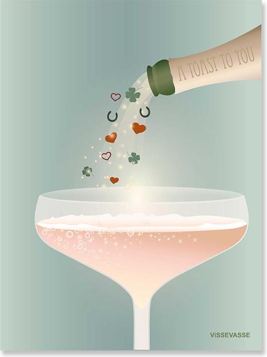 Immagine prodotto Vissevasse Biglietto d'auguri Champagne A6 10,5x15 carta doppia menta (2 pz.)
