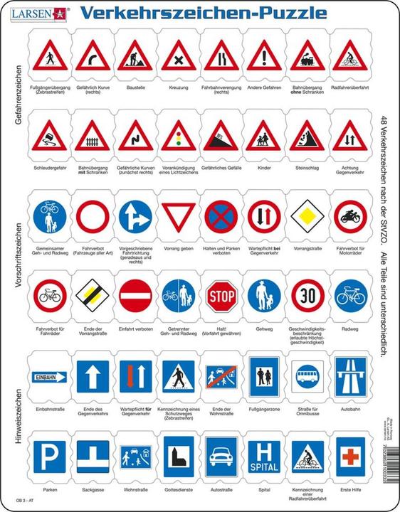 Actual product image Larsen Puzzle - Traffic Signs Austria (48 pieces)