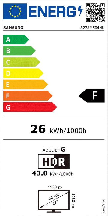 Energy Label Samsung Smart Monitor M5 S27AM504NU (1920 x 1080 pixels, 27")
