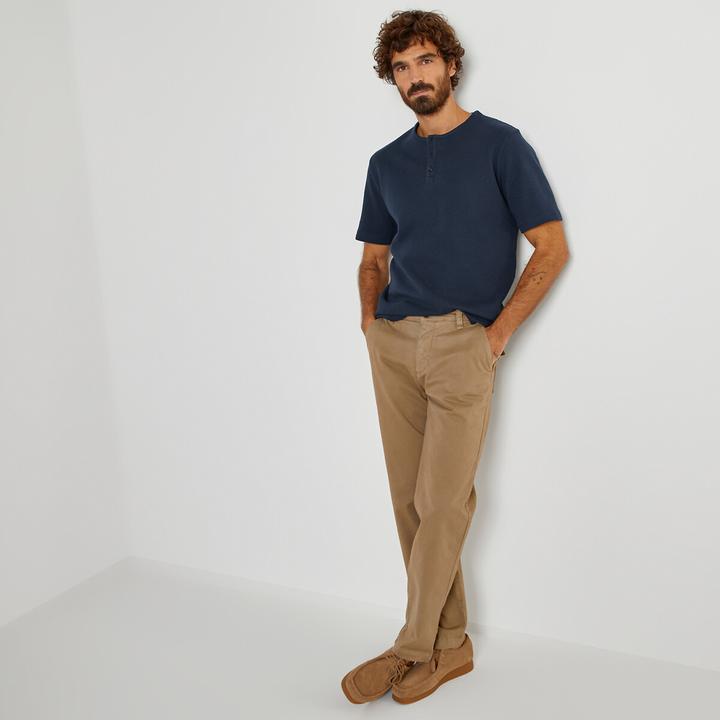 Image du produit La Redoute Collections Haut en forme de t-shirt avec encolure ronde et petite patte de boutonnage (L)