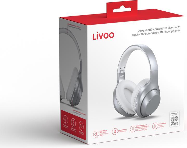 Immagine prodotto Livoo Casco ANC compatibile con il Bluetooth (ANC, 6 h, Cablato)