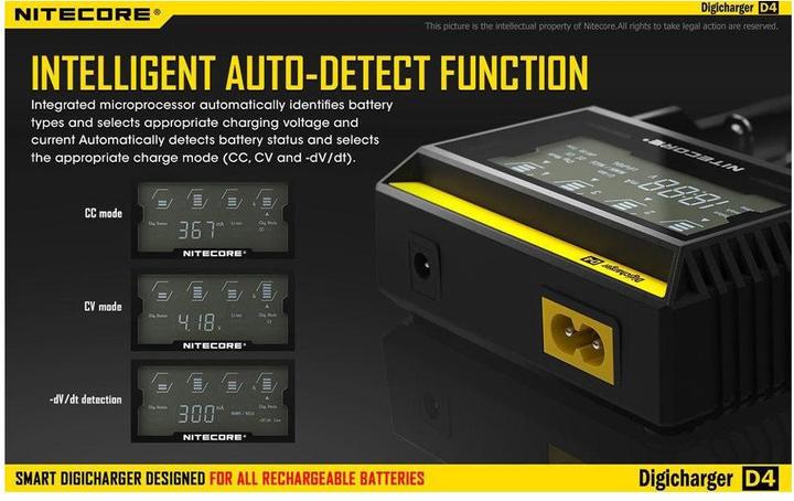 Image du produit Nitecore Digicharger D4EU - Version UE (1 pcs, RCR123A, AA, AAA, C, Chargeurs sans batterie)