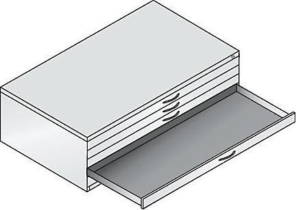 Produktbild C+P Zeichnungsschrank, DIN A0, 5 Schubladen, Höhe 420 mm, lichtgrau / enzianblau