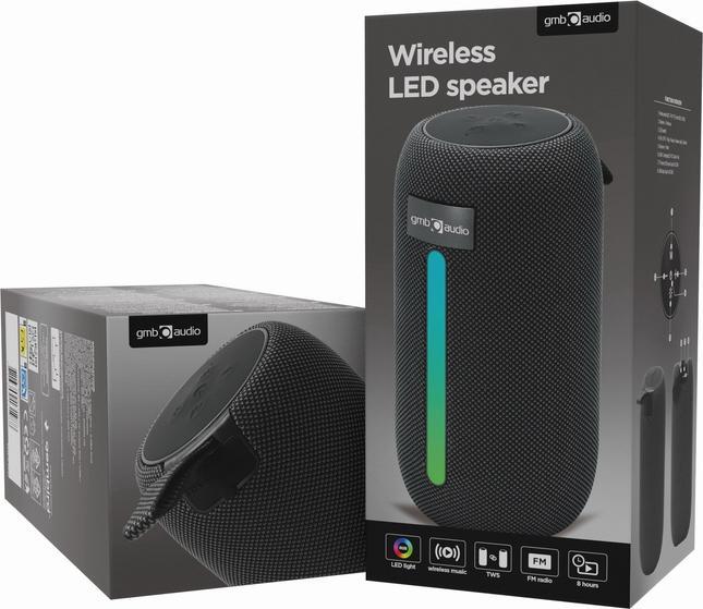 Produktbild Gembird Kabelgebundene Lautsprecher Tragbarer Lautsprecher|Schwarz|Portabel/Drahtlos|Bluetooth|SPK-BT-LED-07 (4 h, Akkubetrieb)
