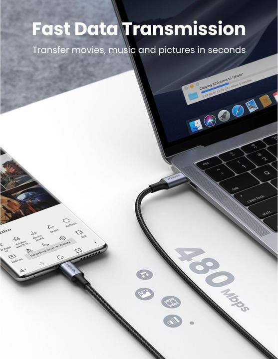 Actual product image Ugreen USB Type C - USB Type C (1 m, USB 2.0)