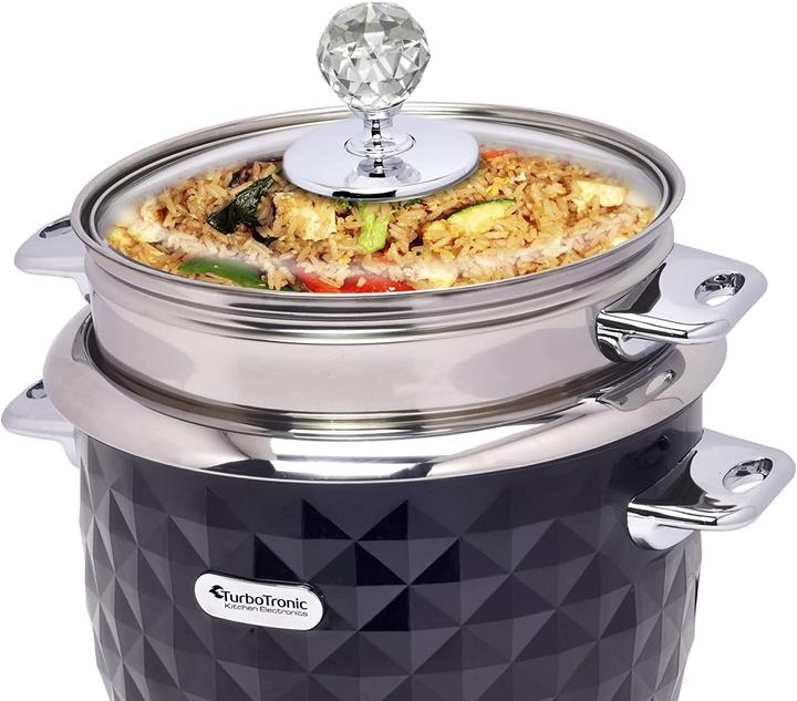 Produktbild TurboTronic By Z-Line Reiskocher mit Dampfgareinsatz aus Edelstahl 1L in Schwarz